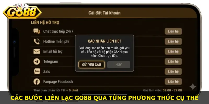Các bước liên lạc Go88 qua từng phương thức cụ thể